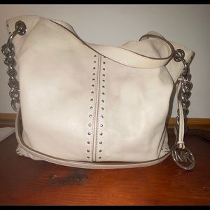 White Michael Kors studded shoulder bag